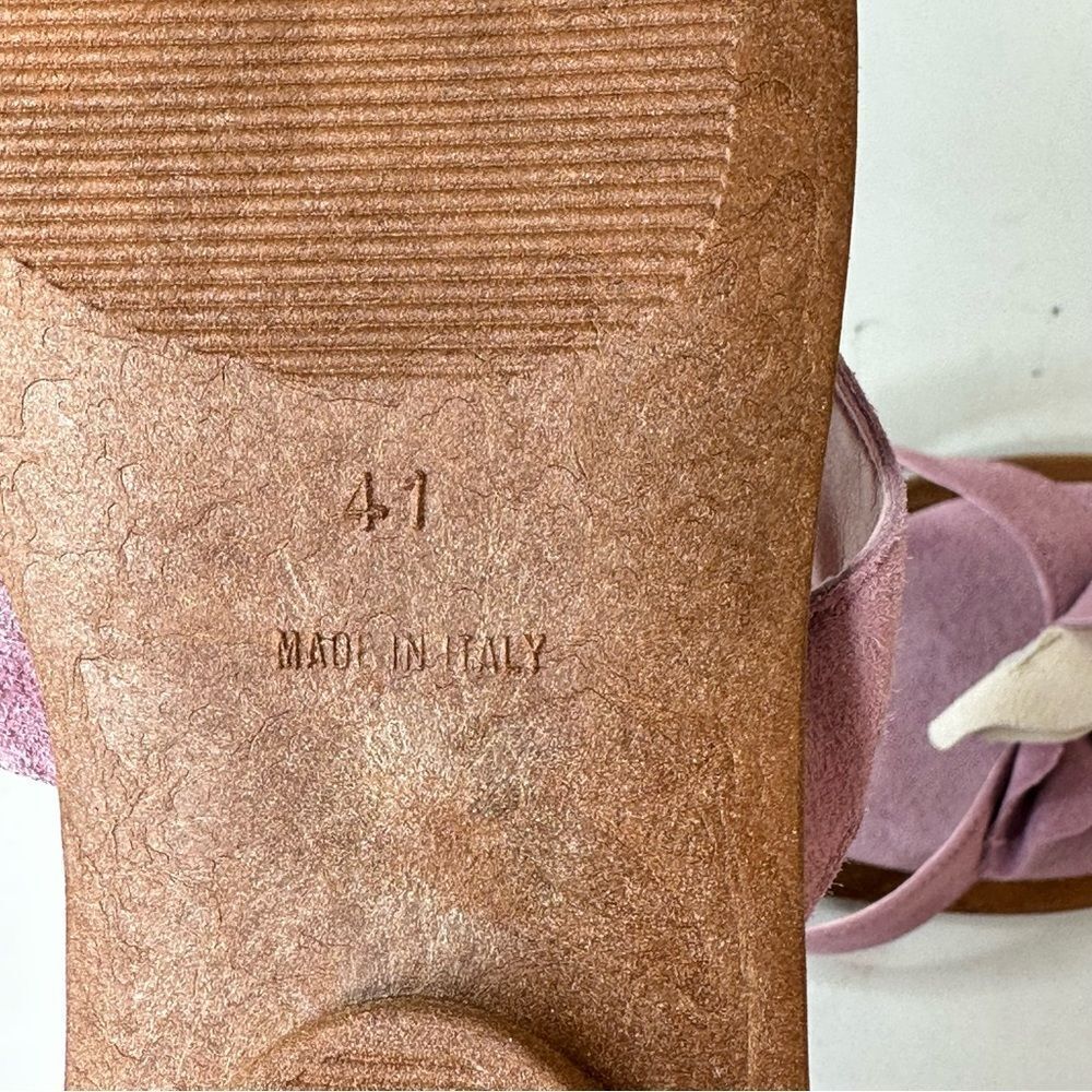 Sundance Pink Floral Suede Slide Sandals with Cream Accents - Picture 5 of 14